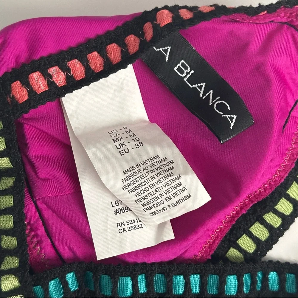 La Blanca Multicolor Triangle Bikini Top | Size 6